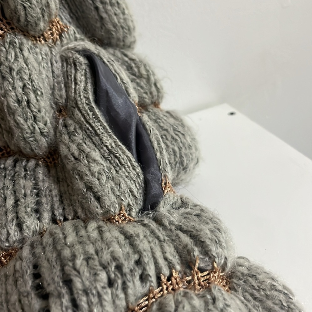 UNIF Gray and Gold Textured Knit Cardigan Size Small - Picture 3 of 5